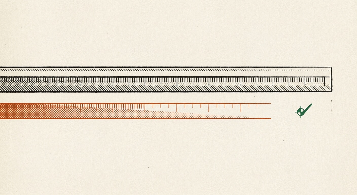 Two parallel measuring scales; the lower one thins out and stops short of the upper one's end.